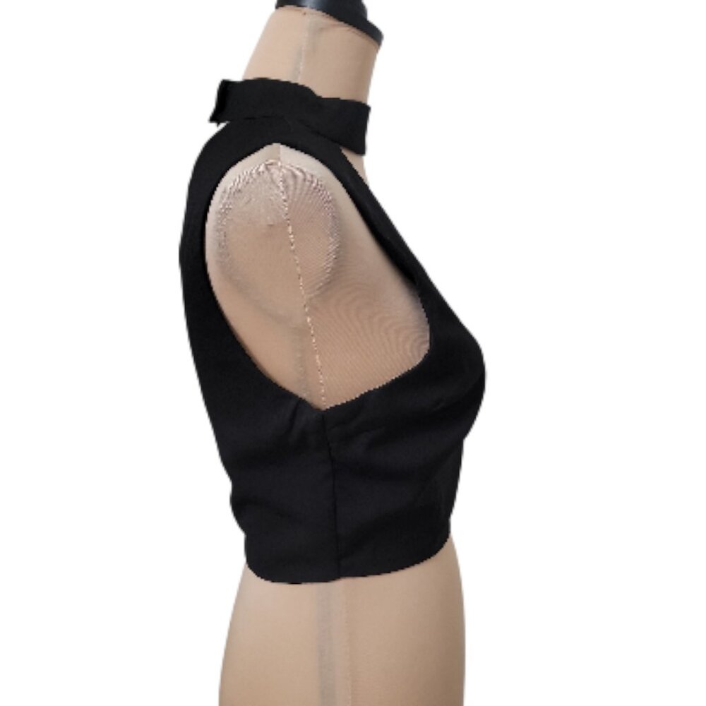 Forever 21 Size S Black High Neck Cropped 1 Shoulder Top, Exc, Like New Cond. - Picture 2 of 11